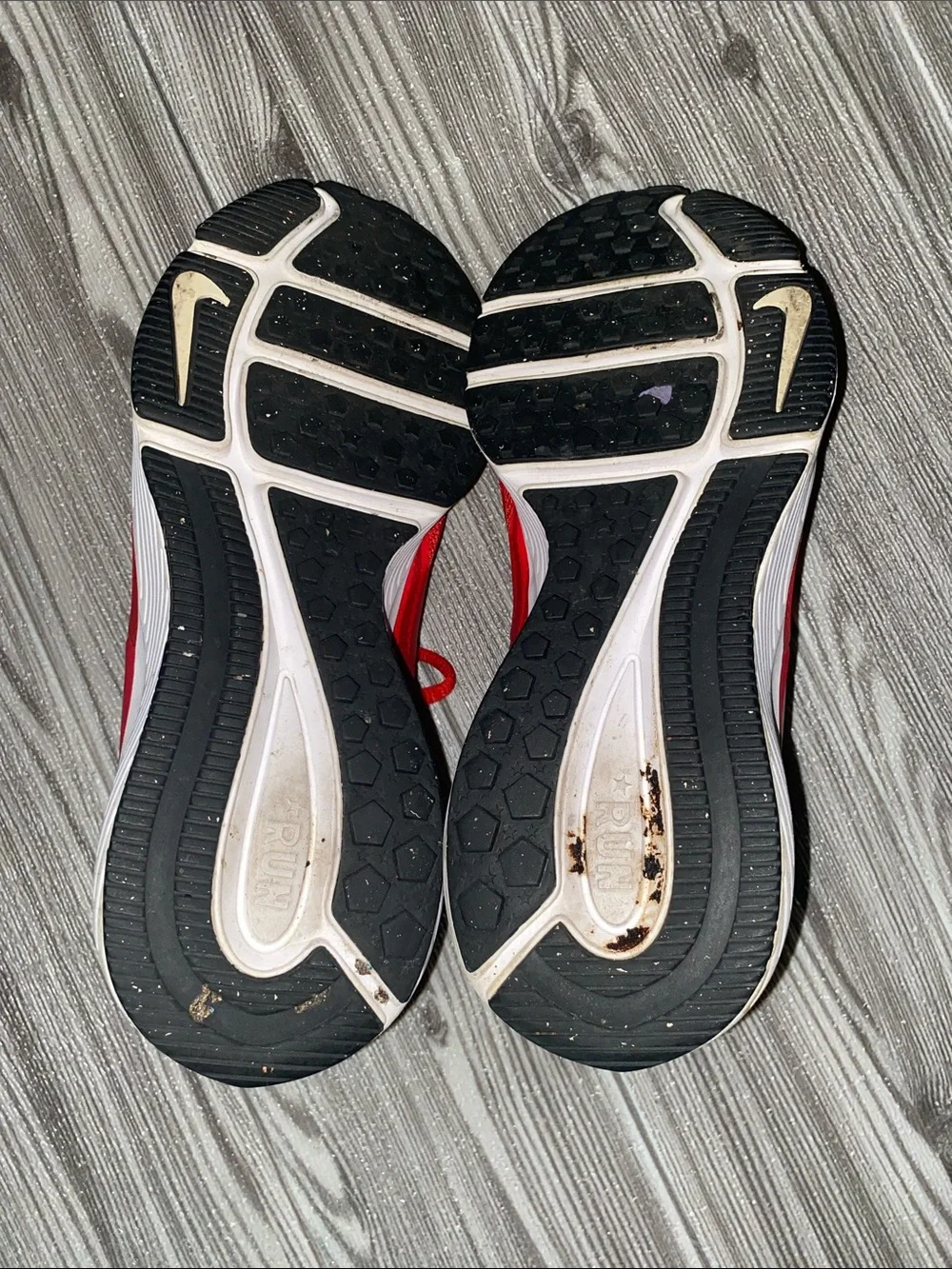 Nike Red and White Running Sneakers Size 5Y